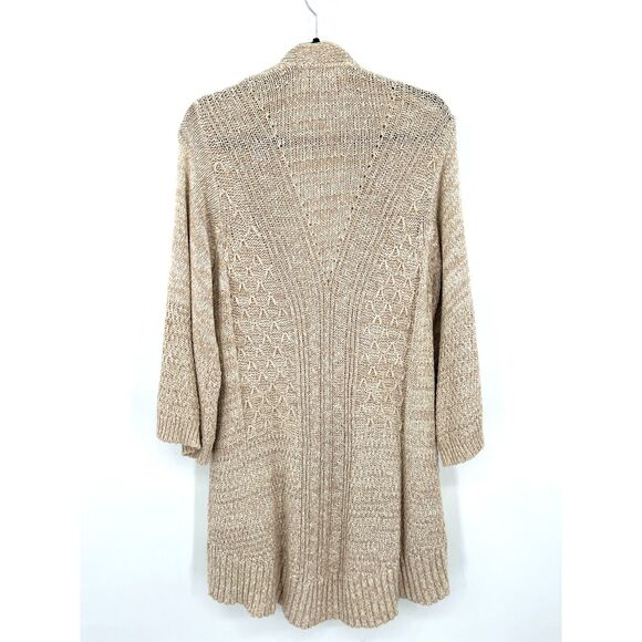 ANTHROPOLOGIE Sparrow Beige Celia Kimono Open Knit Cardigan Sweater Size Large - Picture 5 of 10